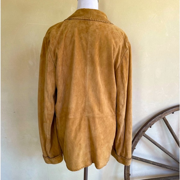 RALPH LAUREN Suede Whip Stitch Leather Western Jacket Silver Turquoise Buttons M - Picture 3 of 15